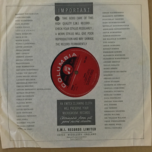 LP]クレンペラー,　USED　英コロムビアSAX2347　BIRDMAN　フィルハーモニアO,　ワーグナー名曲集1,　RECORDS
