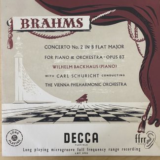 [USED LP]バックハウス（pf）シューリヒト＆ウィーン・フィルO, ブラームス：ピアノ協奏曲第2番変ロ短調作品83（1952）、   UKオリジナル DECCA LXT 2723 フラット盤