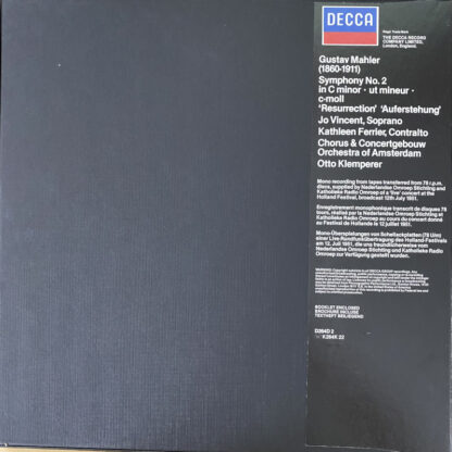 [USED 2LP BOX]クレンペラー＆アムステルダム・コンセルトヘボウO　マーラー：交響曲第2番「復活」 - 画像 (2)