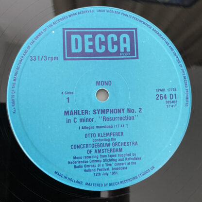 [USED 2LP BOX]クレンペラー＆アムステルダム・コンセルトヘボウO　マーラー：交響曲第2番「復活」 - 画像 (6)