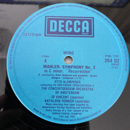 [USED 2LP BOX]クレンペラー＆アムステルダム・コンセルトヘボウO　マーラー：交響曲第2番「復活」 - 画像 (7)