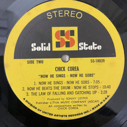 [USED LP]チック・コリア Now He Sings, Now He Sobs, USオリジナル Solid  State SS 18039 - 画像 (3)